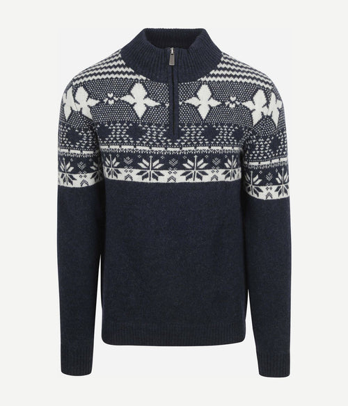 Suitable odde halve rits trui wolblend donkerblauw