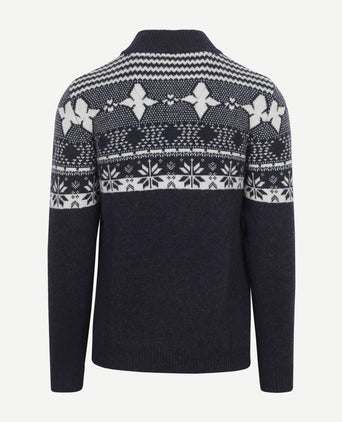 Suitable odde halve rits trui wolblend donkerblauw