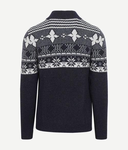 Suitable odde halve rits trui wolblend donkerblauw