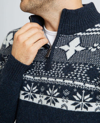 Suitable odde halve rits trui wolblend donkerblauw