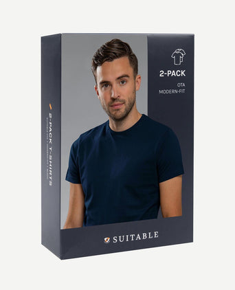 Suitable Ota t-shirt ronde hals donkerblauw (2-pack)