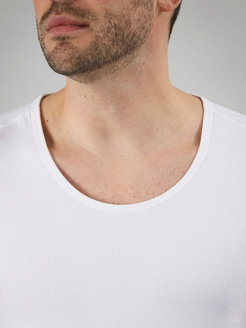 Suitable Otaru t-shirt brede ronde hals wit (2-pack) | Slim-fit