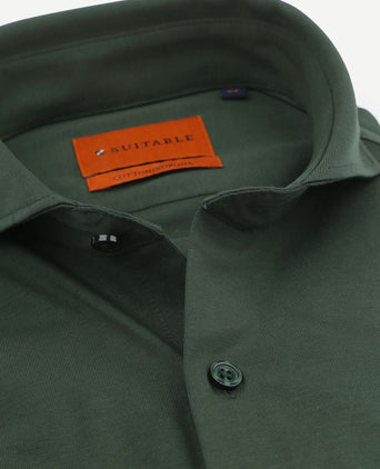 Suitable sorona overhemd donkergroen | Slim-fit