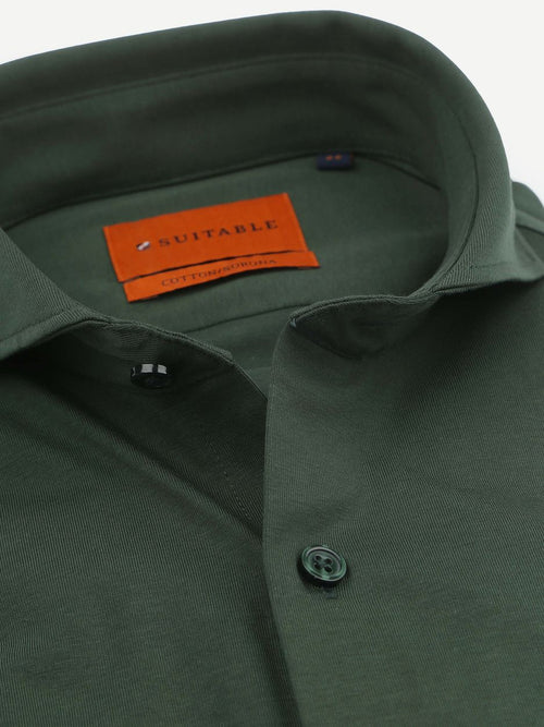 Suitable sorona overhemd donkergroen | Slim-fit