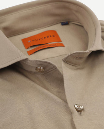 Suitable sorona overhemd beige | Slim-fit