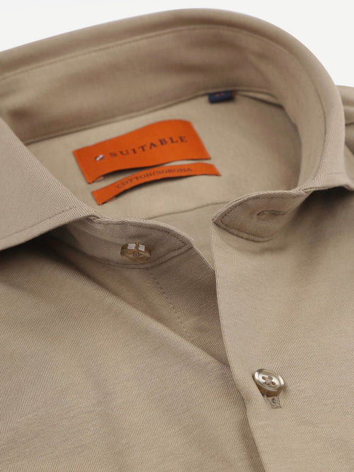 Suitable sorona overhemd beige | Slim-fit
