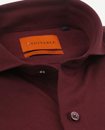 Suitable sorona overhemd wine rood | Slim-fit