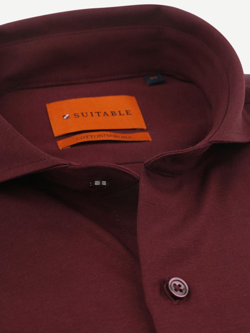 Suitable sorona overhemd wine rood | Slim-fit