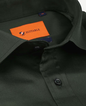 Suitable satin overhemd donkergroen | Slim-fit