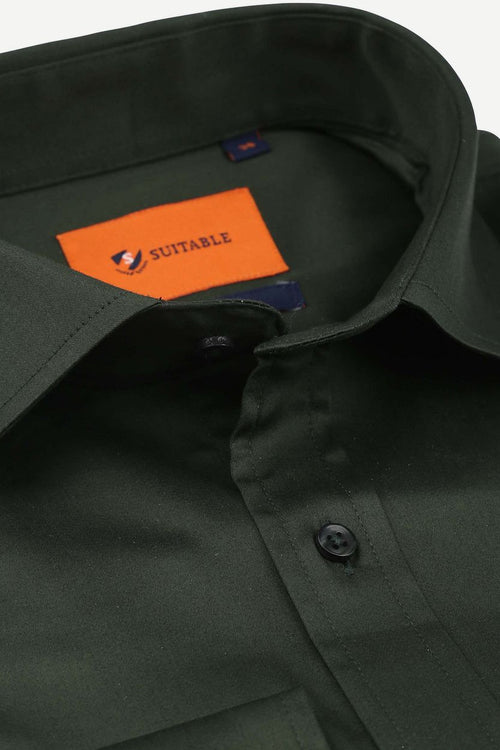 Suitable satin overhemd donkergroen | Slim-fit