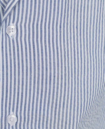 Short sleeve overhemd stripe seersucker lichtblauw