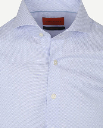 Suitable overhemd jacquard luxe lichtblauw | Slim-fit