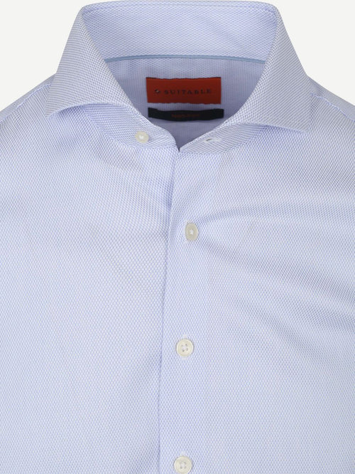 Suitable overhemd jacquard luxe lichtblauw | Slim-fit