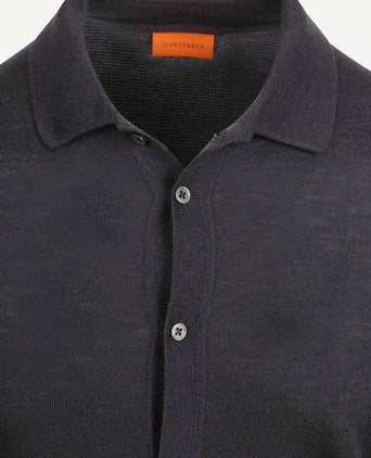 Cardigan shirt merino antraciet