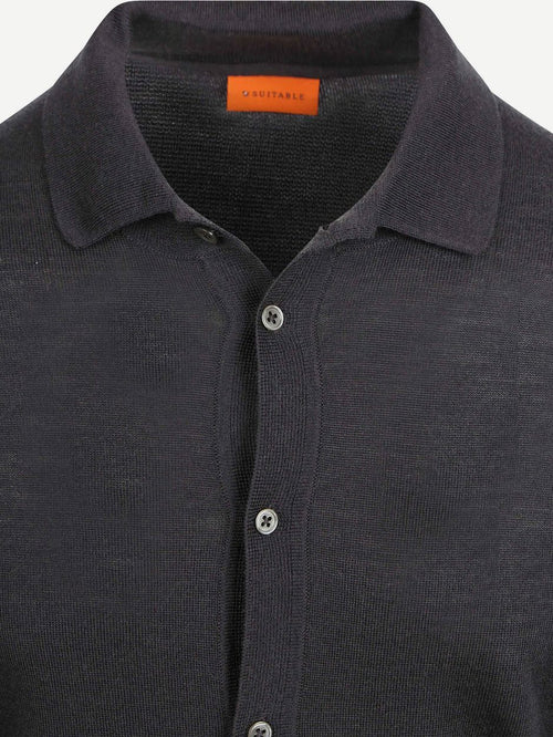 Suitable cardigan shirt merino antraciet | Slim-fit