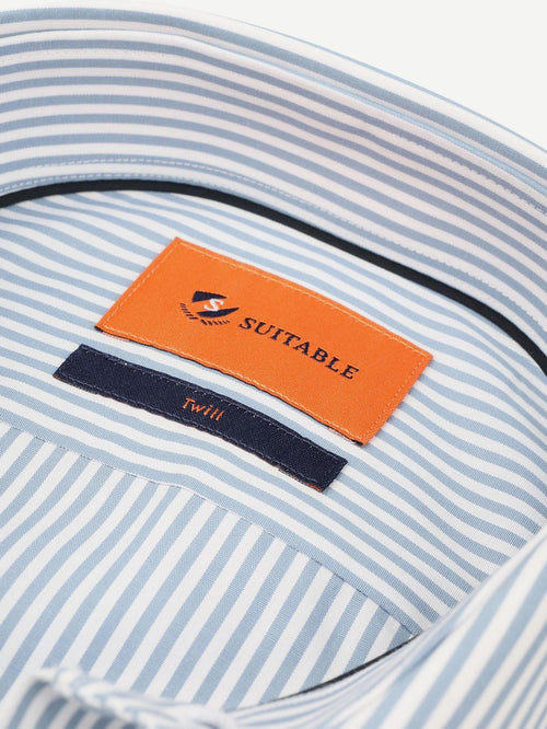 Twill overhemd streep blauw