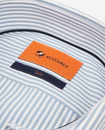 Twill overhemd streep blauw