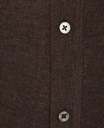 Cardigan shirt merino bruin