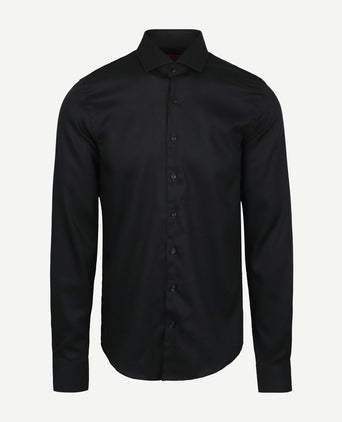 Suitable overhemd extra lange mouwen twill zwart | Slim-fit