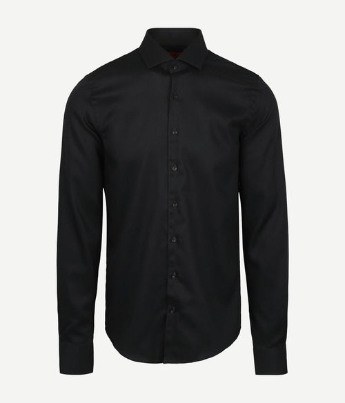 Suitable overhemd extra lange mouwen twill zwart | Slim-fit