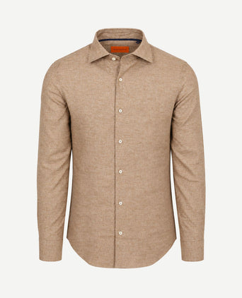 Overhemd melange camel