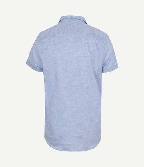 Short sleeve overhemd linnen lichtblauw