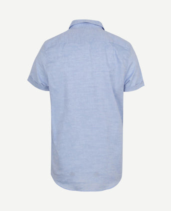 Short sleeve overhemd linnen lichtblauw