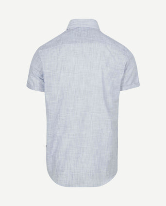 Korte mouwen overhemd cotton slub streep blauw