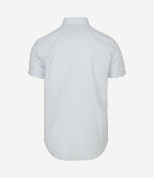 Korte mouwen overhemd cotton slub lichtblauw