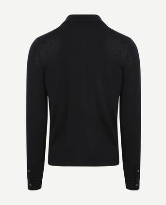 Cardigan shirt merino donkerblauw