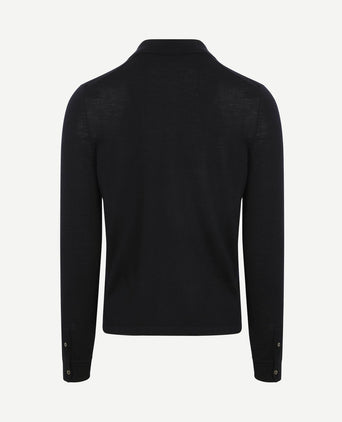 Cardigan shirt merino donkerblauw
