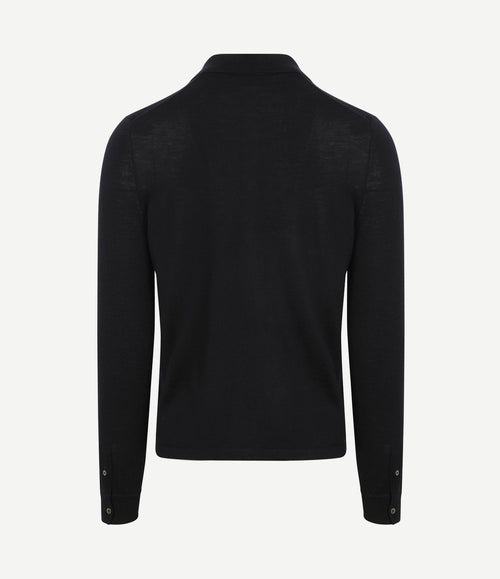 Cardigan shirt merino donkerblauw