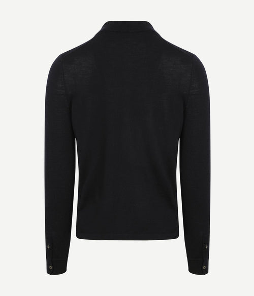 Cardigan shirt merino donkerblauw