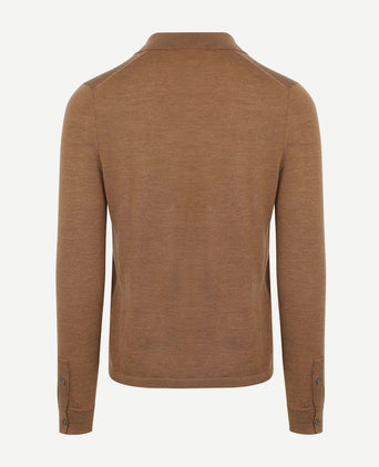 Suitable cardigan shirt merino camel | Slim-fit