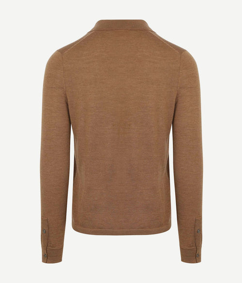 Suitable cardigan shirt merino camel | Slim-fit