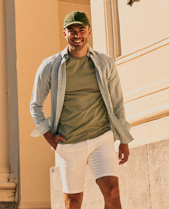 Twill overhemd extra lange mouw streep groen