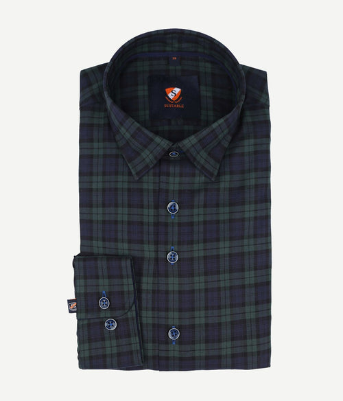 Suitable overhemd zwart watch ruiten | Slim-fit