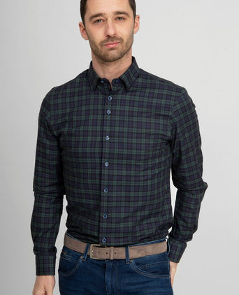 Suitable overhemd zwart watch ruiten | Slim-fit