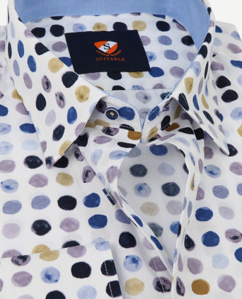 Suitable overhemd bollen blauw beige