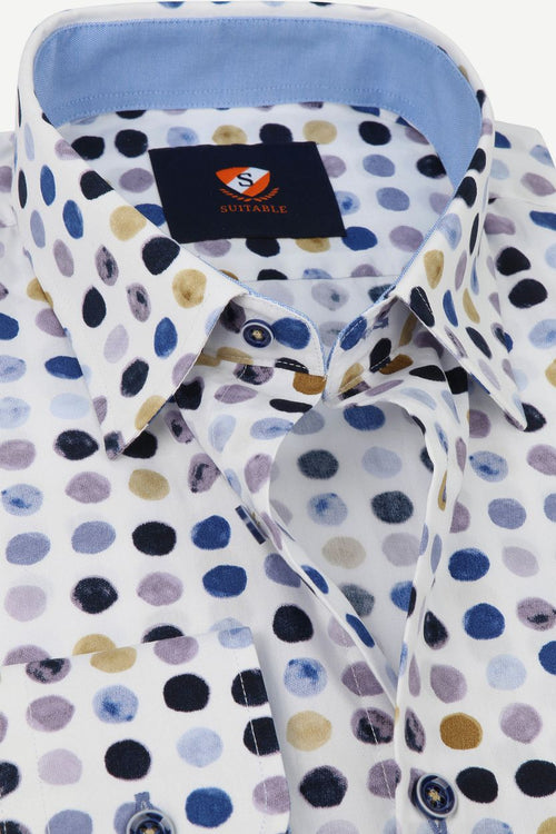 Suitable overhemd bollen blauw beige