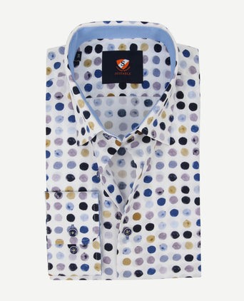 Suitable overhemd bollen blauw beige