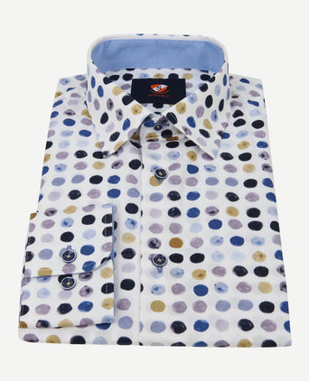 Suitable overhemd bollen blauw beige