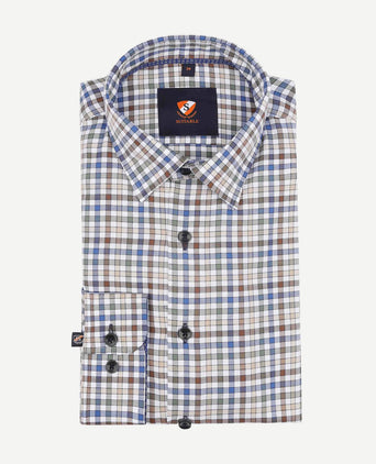 Suitable overhemd bruin ruiten | Slim-fit