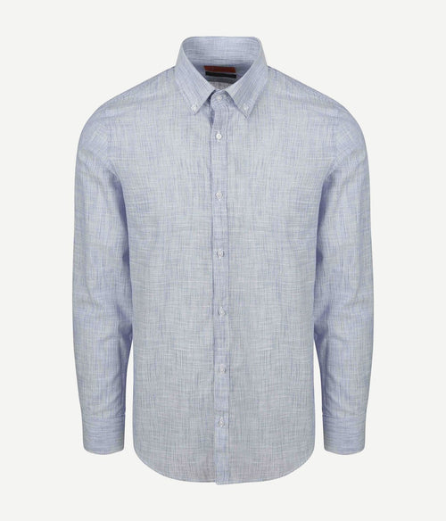 Suitable overhemd cotton slub streep blauw | Slim-fit