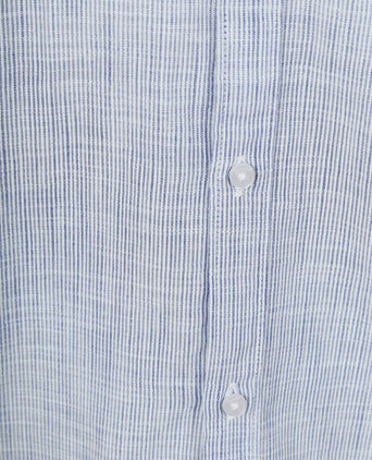 Overhemd cotton slub streep blauw