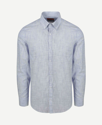 Overhemd cotton slub streep blauw