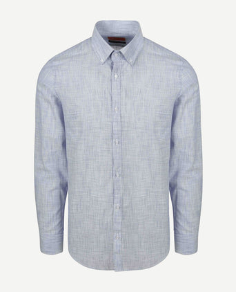 Overhemd cotton slub streep blauw