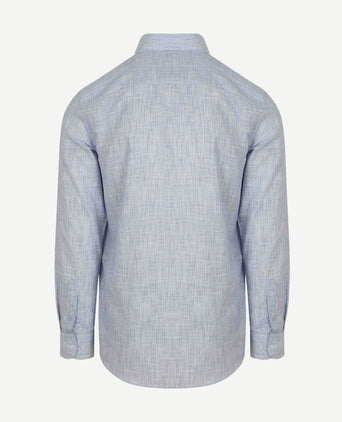 Overhemd cotton slub streep blauw