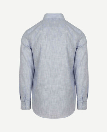 Overhemd cotton slub streep blauw