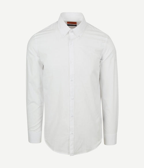 Suitable overhemd cotton slub wit | Slim-fit